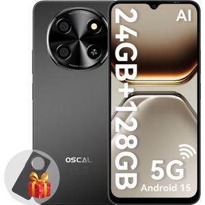 OSCAL Tiger 8 Smartphone - Gemini AI 2.0 - 24GB RAM - 128GB ROM - 6.88 Inch - 5000mAh - Android 15 Smartphone - 5G Dual SIM - GPS - NFC - Zwart