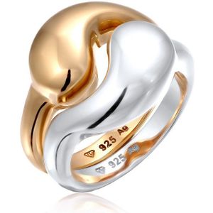 Elli - Ringset - Bicolor - Dames - 925 Sterling Zilver - Verguld Goud - Organisch