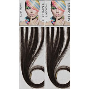 Human Haar extensions herbruikbaar donker bruin - Extensions - High Lights - Low Lights - Haarversiering - Haar extensions - Echt haar - Trendy - Feest - Kerstkapsel - Sinterklaas cadeau - Elegant - haaraccessoires - Dames - Meisjes - Haarkleuringen