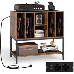 Platenspeler Meubel - LP-kast - Platenspelerkast - Draaitafelstandaard - Platenspelerstandaard - Vintage Displayplank - Rustiek Bruin
