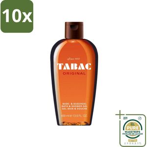 10 x Tabac Original Bad- en Douchegel 400 ml - Grootverpakking - Tabac Original Bad & Douchegel - Douchegel Mannen - Milde Reiniging - Huid Verzorging - Geur Mannen