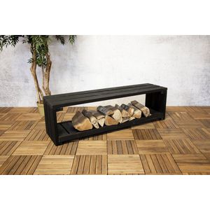 Sens-Line - Lyon opberg tuinbank - 150 cm - Hout - Zwart