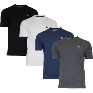 4-Pack Donnay - T-shirt (Vince) - Sportshirt - Heren - Black/White/Navy/Charcoal (600) - maat S