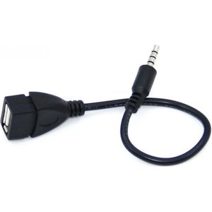 WiseGoods - 3.5 mm Jack Aux Audio Male naar USB 2.0 Female OTG Adapter - Converter - Omvormer Kabel - 20 cm - Zwart