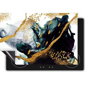 Chefcare Inductie Beschermer Abstracte Kunst - Zwart Wit met Gouden Strepen - 60x55 cm - Afdekplaat Inductie - Kookplaat Beschermer - Inductie Mat