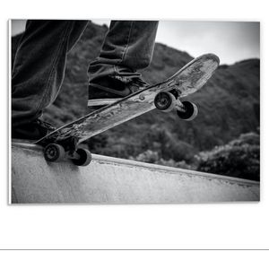 Forex - Zwart - Wit Skateboard op Skatebaan - 40x30cm Foto op Forex