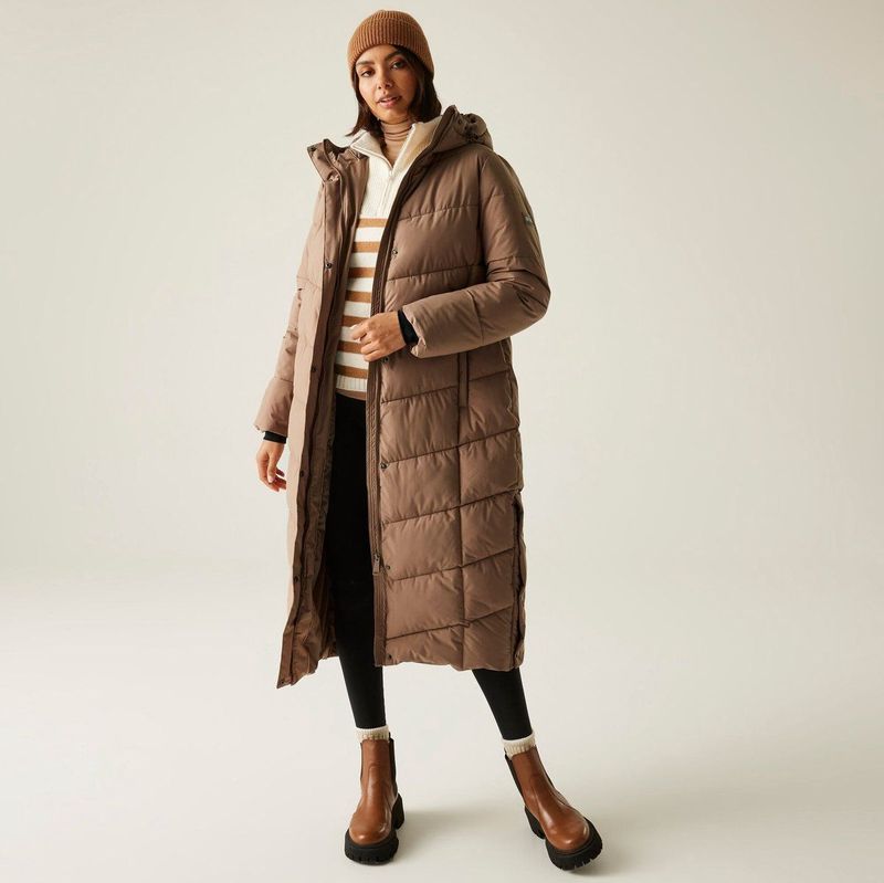 Eloria lange isolerende donsjas met capuchon voor dames