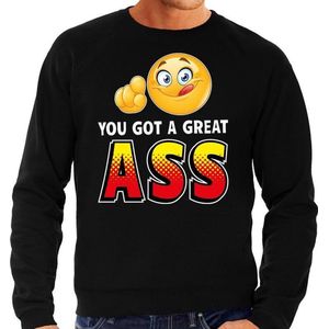 Funny emoticon sweater You got a great ass zwart voor heren -  Fun / cadeau trui L
