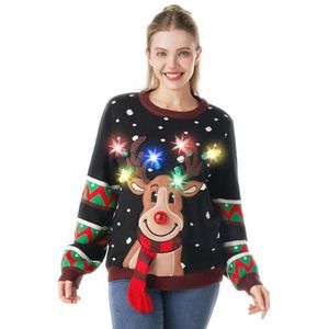 JOYIN Grappige kersttrui voor dames, met ingebouwde ledverlichting