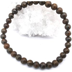 Armband – Edelsteen - Bronziet - 6mm Kralen - 18 cm - Werking - Opbeurend en bevordert wilskracht, moed, zelfvertrouwen en assertiviteit.