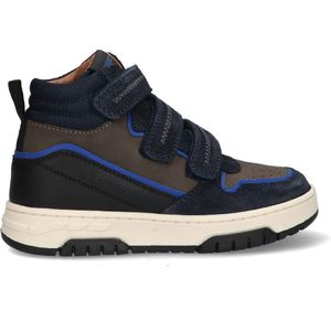 Braqeez 424609-420 Jongens Hoge Sneakers - Blauw/Grijs - Leer - Klittenband