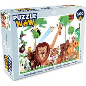 Puzzel Wilde dieren - Jungle - Leeuw - Tijger - Meisjes - Kids - Jongens - Legpuzzel - Puzzel 500 stukjes