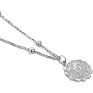 Fler® | Minimalistisch | Damesketting | Collier | Geometrische Schakel | Sterrenbeeld Hanger | Zodiac sign | Sinterklaas geschenk | Kerst cadeau |Taurus - Stier | Karma | Zilverkleurig