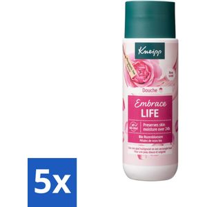5 x Kneipp - Douchegel - Embrace Life - 200 ml - Douchegel Vrouwelijk - Roze Geur - Hydraterend - Huidverzorging - Rozenextract
