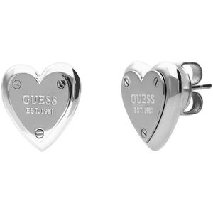 Guess Dames Guess stalen oorknoppen ALL YOU NEED IS LOVE 12mm - Oorbellen - Staal - Zilverkleurig