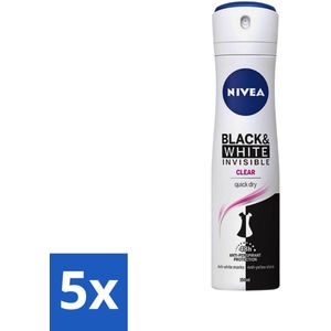 Nivea - Deospray - Invisible Black & White - 48 Uur Lange Bescherming - 150 ml - Bulkverpakking - 5 stuks