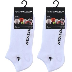Dunlop Sneakersokken – 6 Paar – Wit – Maat 43-46 – Comfortabele Lage Sokken voor Heren en Dames