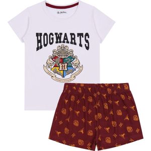Harry Potter - Witte en Bordeauxrode Pyjama voor Meisjes, Korte Zomermouwen / 140