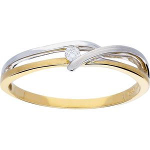 Glow ring - Gouden ring - bicolor - met diamant - 0.03ct - G/SI