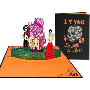 Popcards popupkaarten – Dia de Muertos Halloween Uitnodiging Trouwkaart Liefdeskaart grote pop-up kaart 3D wenskaart