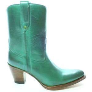 Sendra Boots 8481 Groen Donna Cuba Dames Enkellaars Hoge Hak Spitse Neus Rechte Schacht Treklussen Echt Leer Maat 39