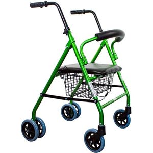 Clinicalfy Paterna - Rollator - Rollator - Looprek met 4 wielen - Met remmen - Aluminium - Met Stoel en Rugleuning - Opvouwbare en Verstelbare in Hoogte - Wandelaar - Lichtgewicht - Tot 110 kg - Groen