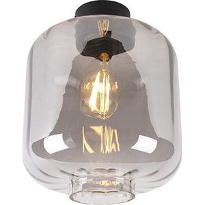 QAZQA qara - Design Plafondlamp - 1 lichts - Ø 250 mm - Zwart - Woonkamer | Slaapkamer | Keuken