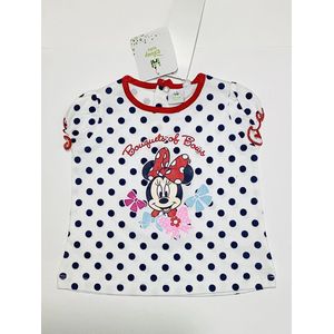 Disney Minnie Mouse t-shirt - polkadot - wit/roze - maat 74 (12 maanden)