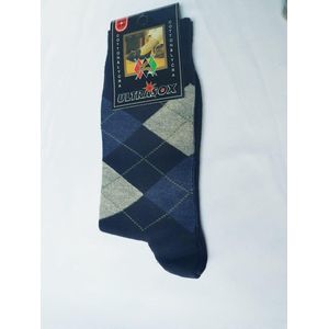 Nette katoenen geruiten sokken - heren - 4 paar - blauw