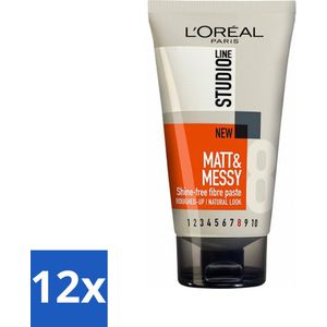 L'Oréal Paris - Studio Line - Matt & Messy - Gel - Super Strong - 150 ml - Voordeelverpakking - 12 stuks