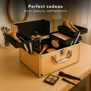 Cheqo® Make-up Koffer - Cosmetica Koffer - Make-Up Set - Grote Make Up Organizer - Professionele Beautycase - Visagiekoffer