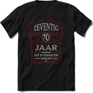 70 Jaar Legendarisch Gerijpt T-Shirt | Rood - Grijs | Grappig Verjaardag en Feest Cadeau Shirt | Dames - Heren - Unisex | Tshirt Kleding Kado | - Zwart - M