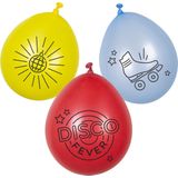 Boland - 6 Latex ballonnen 'DISCO FEVER' - Multi - Knoopballon