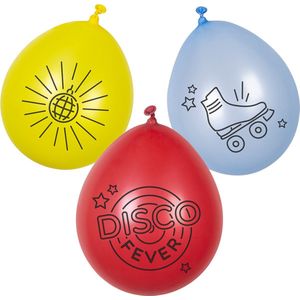 Boland - 6 Latex ballonnen 'DISCO FEVER' - Multi - Knoopballon
