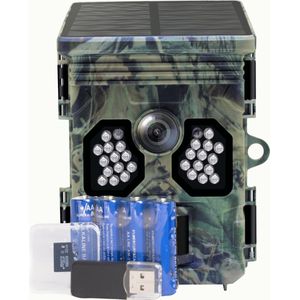 Rotwan Wildcamera - met Nachtzicht - voor Buiten - Infraroodcamera - Met Zonnepaneel - 48 MP en 4K Full HD - Inclusief 4 Batterijen, SD-kaart en Nederlandse handleiding