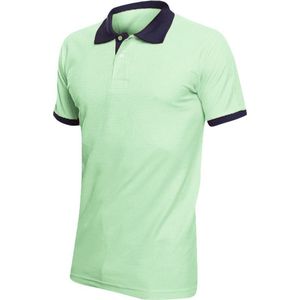 SOLS Prins Unisex Contrast Pique Korte Mouw Katoenen Poloshirt (Appelgroen/Franse marine)