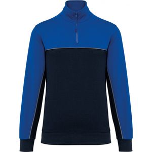 Sweatshirt Unisex 3XL WK. Designed To Work 1/4-ritskraag Lange mouw Navy / Royal Blue 60% Katoen, 40% Polyester