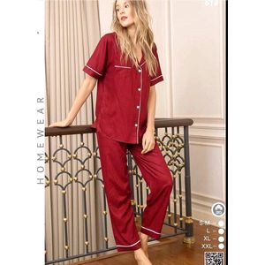 Dames Pyjama Set Ada/ 100% Katoen / Bordeaux / maat XXL