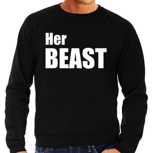 Her beast sweater / trui zwart met witte letters voor heren  geschenk - bruiloft / huwelijk  fun tekst truien / grappige sweaters voor koppels XXL