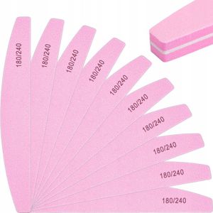 10x Nagelvijl Boot Halve Maan Lichtroze Korrel 180/240