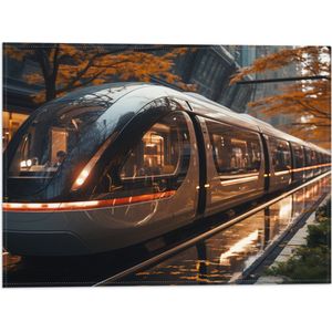Vlag - Trein - Voertuig - Stad - Mensen - Vervoer - 40x30 cm Foto op Polyester Vlag