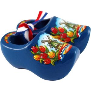 mini souvenier klomp blauw met tulpen molen en Holland