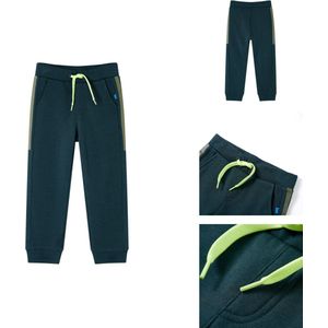 vidaXL Kinderjoggingbroek - Kinderjoggingbroeken - Kinderkleding - Kinderkled - Kinderjoggingbroek met trekkoord 92 mosgroen