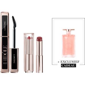Lancôme Lash Idôle Mascara - 001 Black & Lancôme Lip Idôle Squalane-12 Butterglow™ Glowy Lippenbalsem - Sheiks Rosy Nude 50 + Cadeau