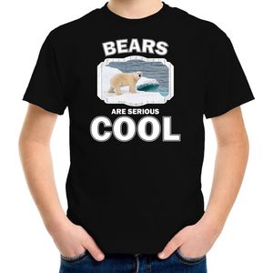 Dieren ijsberen t-shirt zwart kinderen - bears are serious cool shirt jongens/ meisjes - cadeau shirt ijsbeer/ ijsberen liefhebber - kinderkleding / kleding 134/140