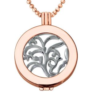 Quiges - Munthouder met Ketting en Munt 33mm Golvende Bloem - Rosegoudkleurig - ERHS908