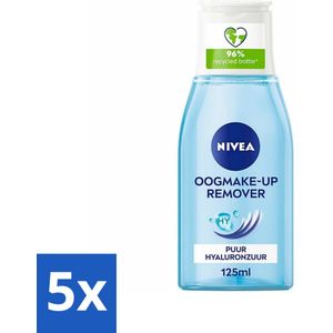 5 x NIVEA - Oogmake-up Verwijderaar - Reinigingslotion - Puur Hyaluronzuur - 125 ml - Contactlenzen - Oogheelkundig Getest - Hydraterend - Verzorgend