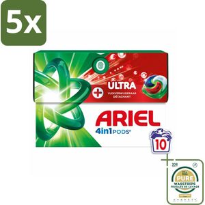 5 x Ariel - 4in1 Wasmiddel Pods - Ultra Vlekverwijderaar - 10 Pods - Grootverpakking - Vlekverwijderaar - Wasmiddel - Waspod - Ultra Vlekverwijdering - Koud Wassen