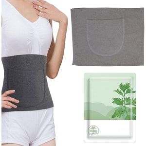 Lendenwarmteband voor extra warmte bij rugklachten - Winterverwarmingsband voor comfortabele buik- en nierverwarming - Warme ondersteuningsband met warmtepleister voor extra comfort - Grijs, one size