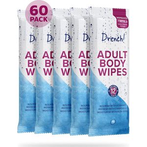 Drench hygiënische doekjes voor handen [60 stuks] - hygiënische doekjes voor op reis - desinfectiedoekjes en deodorantdoekjes - douchen zonder water